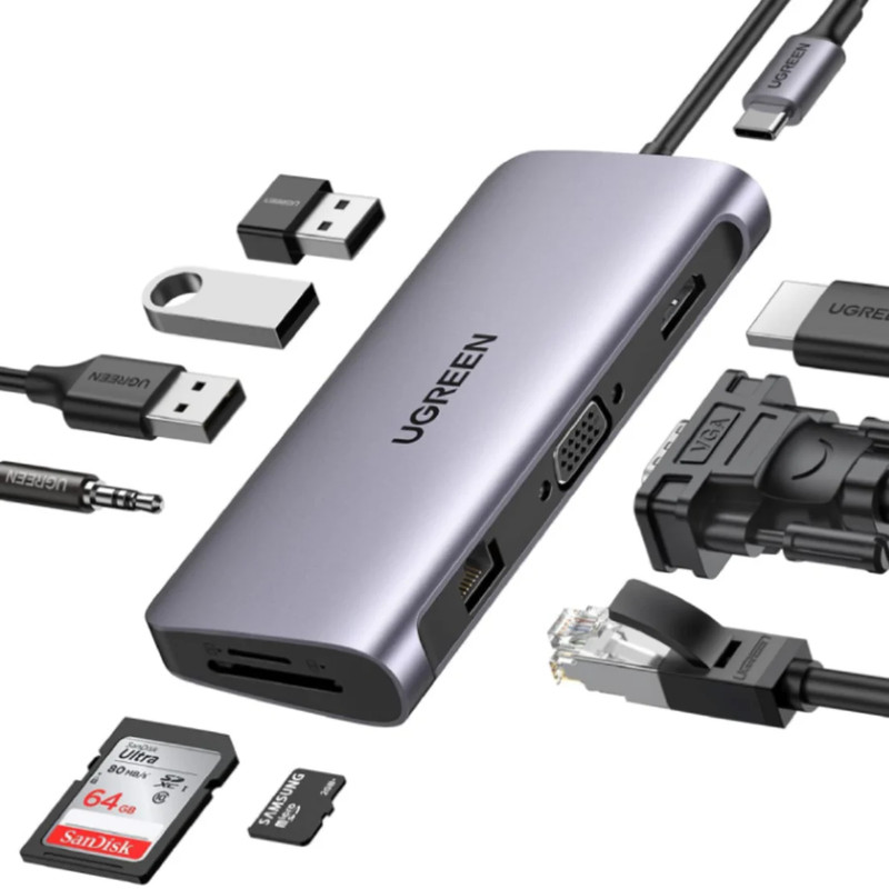 Ugreen USB-C 10 in 1 Multifunctional Adapter - موزع يو أس بي